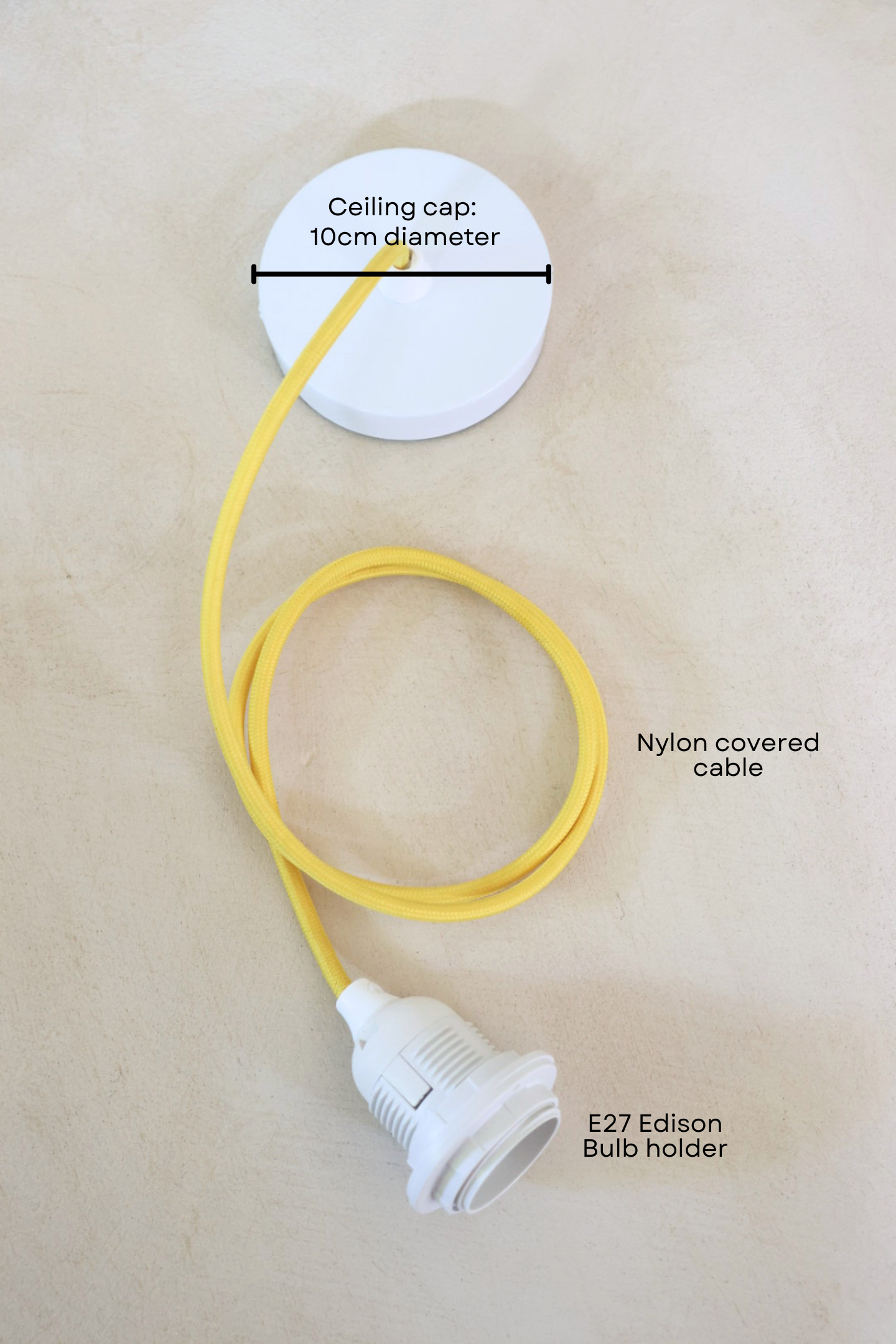 Ceiling Pendant Kit E27 - Yellow nylon electrical cable