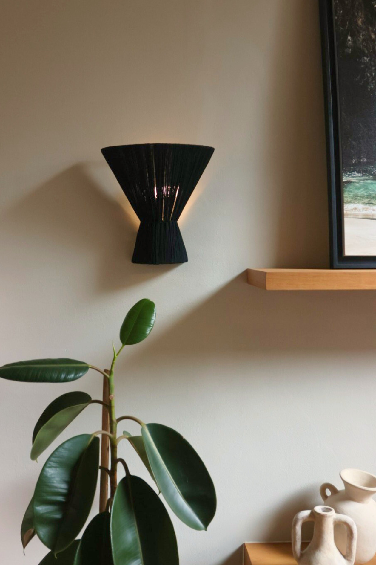 Flume Cloth Wall Light - Black