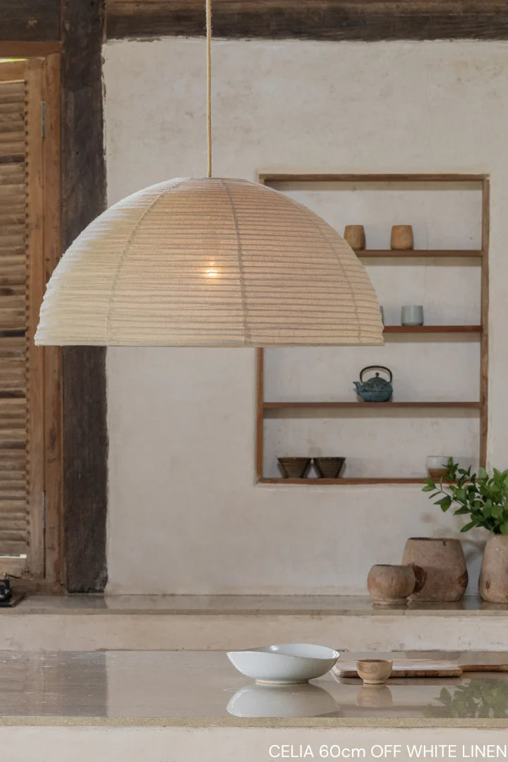 White linen store pendant light
