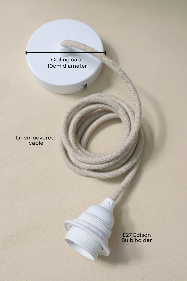 Ceiling Pendant Kit E27 - Linen covered electrical cable (White)