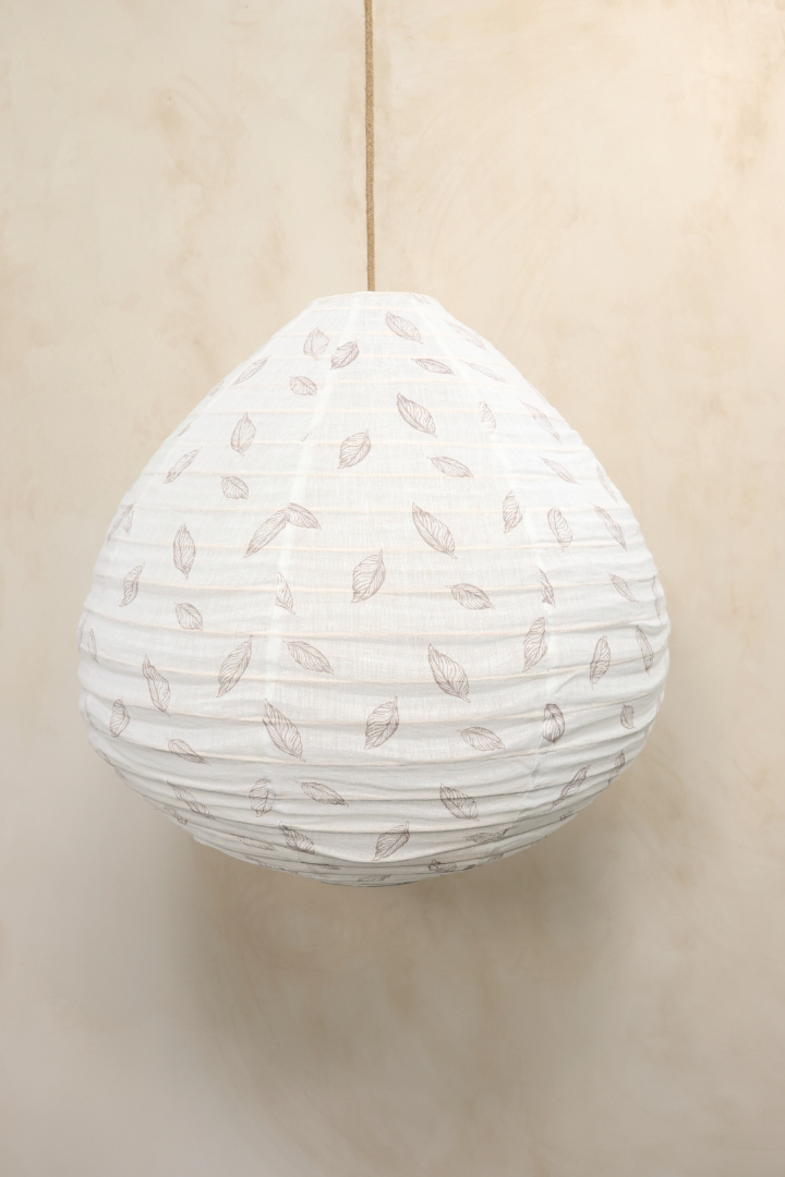 Little Leaf Prints on Off-White Linen