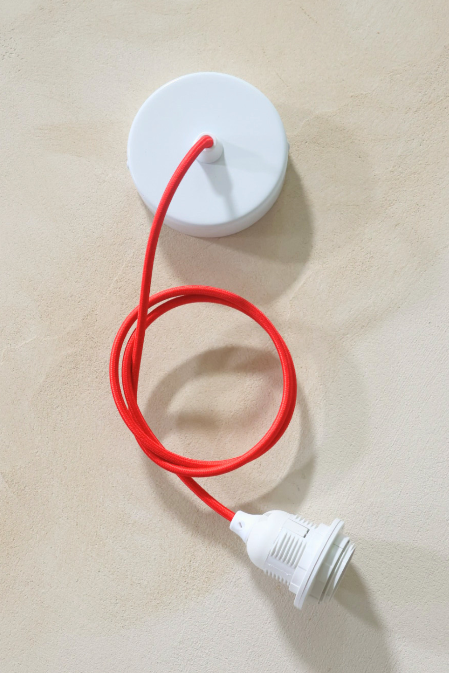 Ceiling Pendant Kit E27 - Red nylon electrical cable