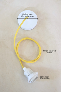 NEW! Ceiling Pendant Kit E27 - Yellow nylon electrical cable