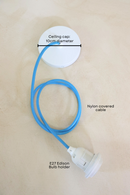 NEW! Ceiling Pendant Kit E27 - Blue nylon electrical cable