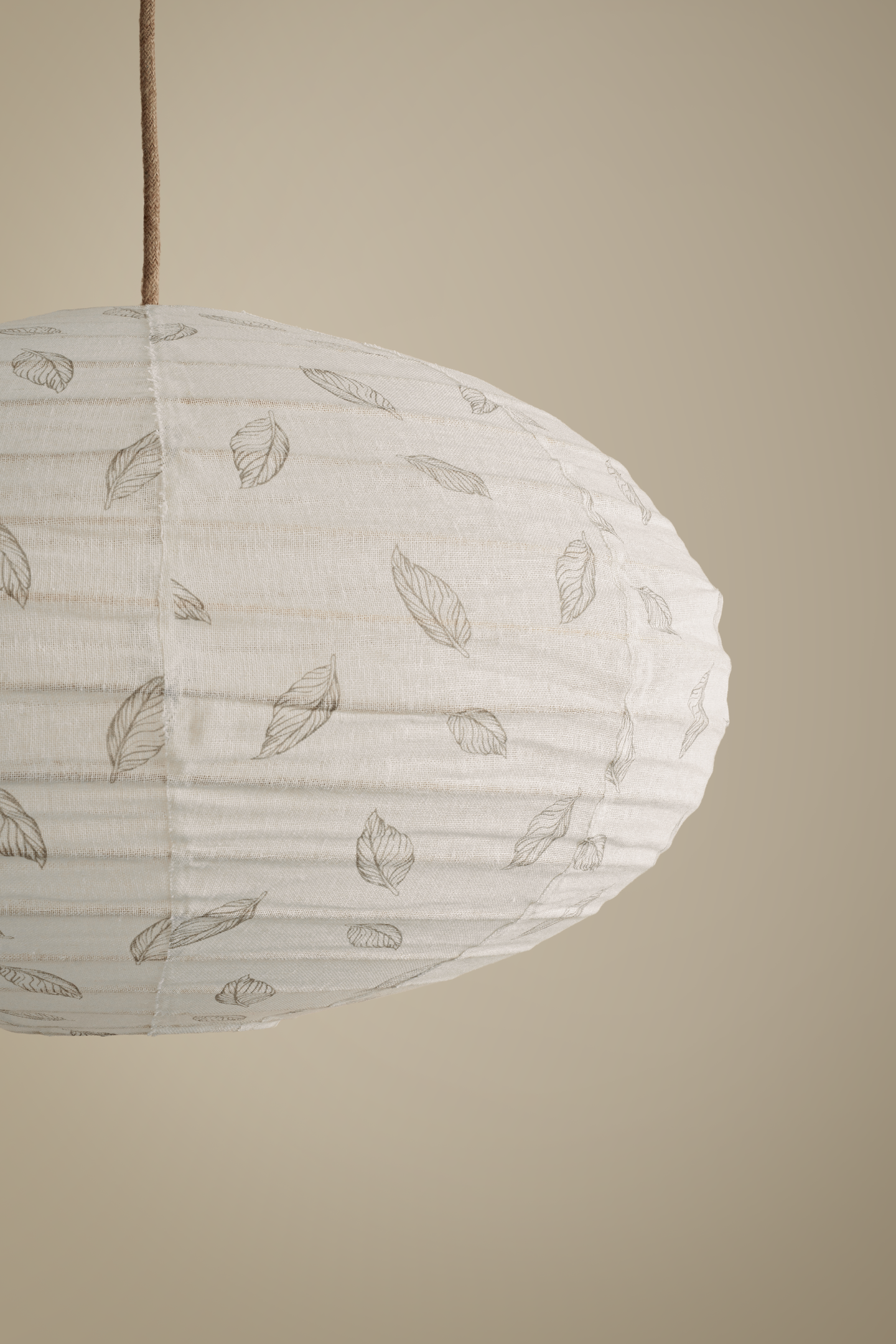 Little leaf prints on off-white linen