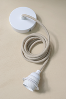 Ceiling Pendant Kit E27 - Linen covered electrical cable (White)