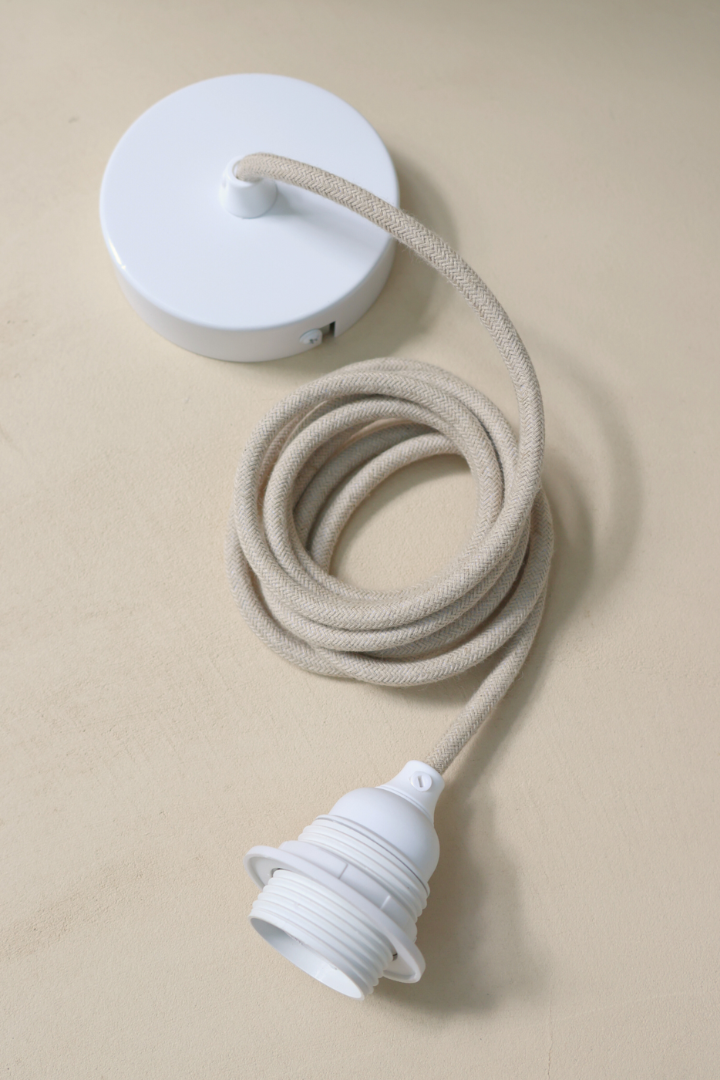 Ceiling Pendant Kit E27 - Linen covered electrical cable (White)
