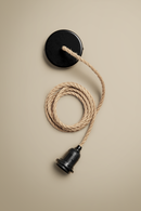 Ceiling pendant kit E27 - twisted jute-covered electrical cable (black/white)