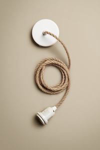 Ceiling pendant kit E27 - twisted jute-covered electrical cable (black/white)