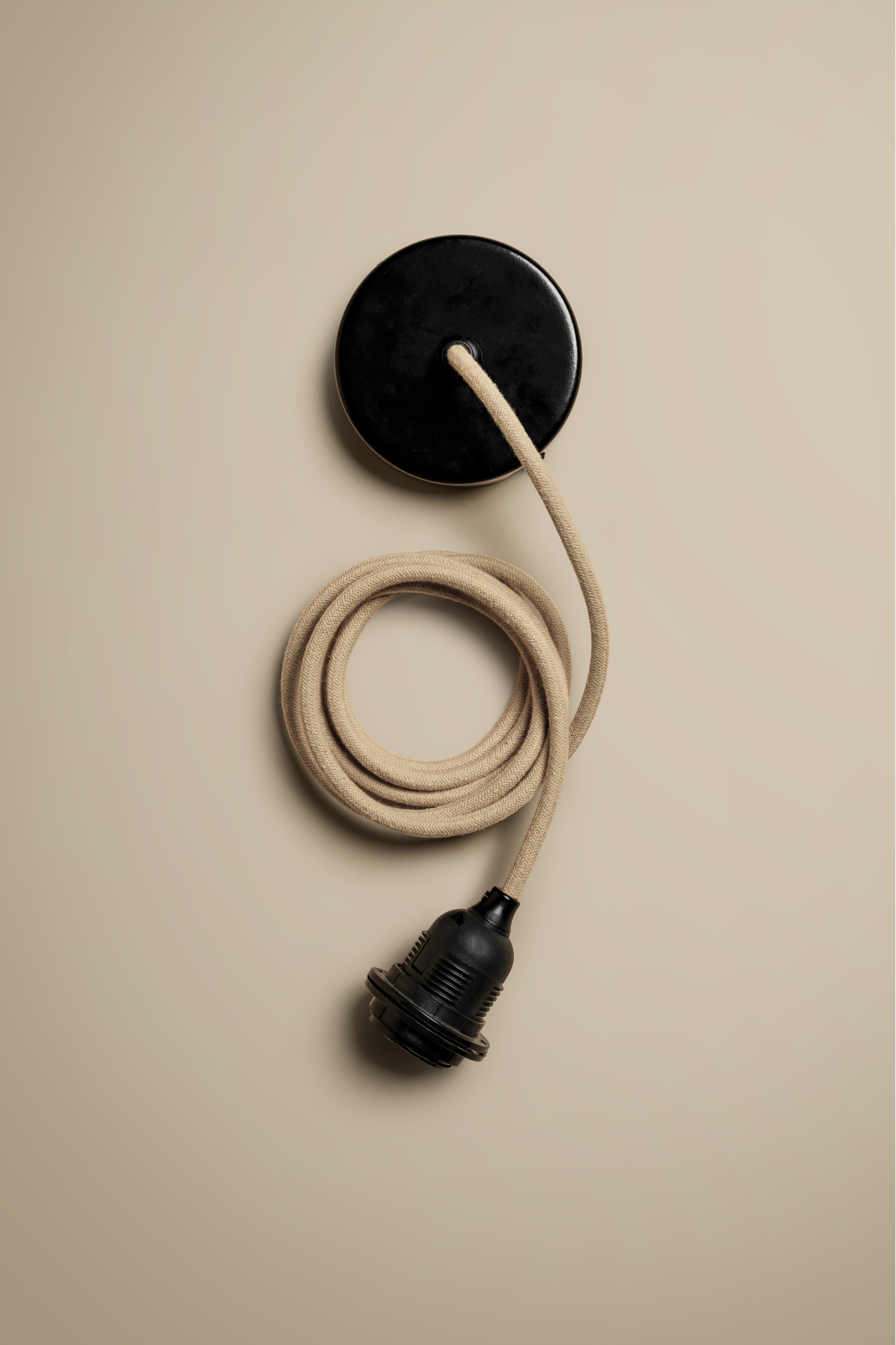 Ceiling pendant kit E27 - linen covered electrical cable (black)