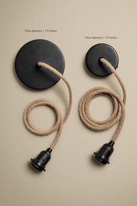 Ceiling pendant kit E27 - jute covered electrical cable (black)