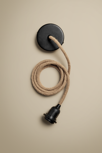Ceiling pendant kit E27 - jute covered electrical cable (black)