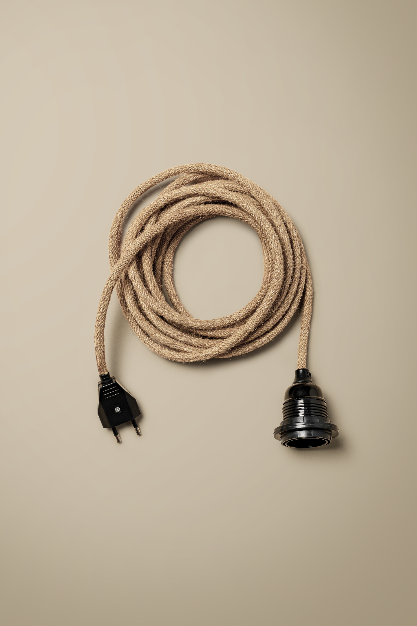 Jute covered plug-in electrical cable E27 | US, AU & EU plugs
