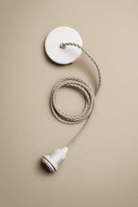 Ceiling pendant kit E27 - twisted linen-covered electrical cable (black/white)