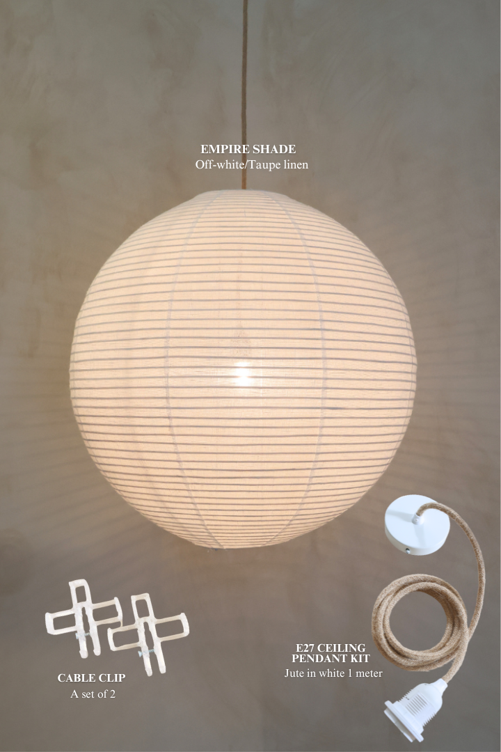 EMPIRE Linen Shade Bundle - Lampshade + E27 Ceiling Pendant Kit