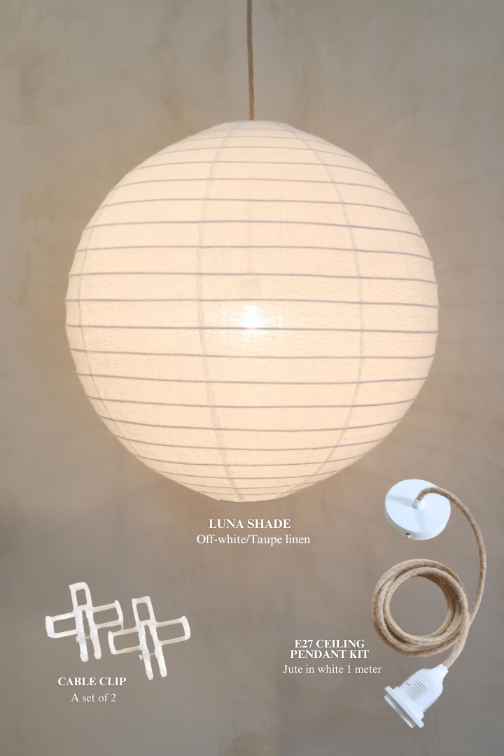 LUNA Linen Shade Bundle - Lampshade + E27 Ceiling Pendant Kit